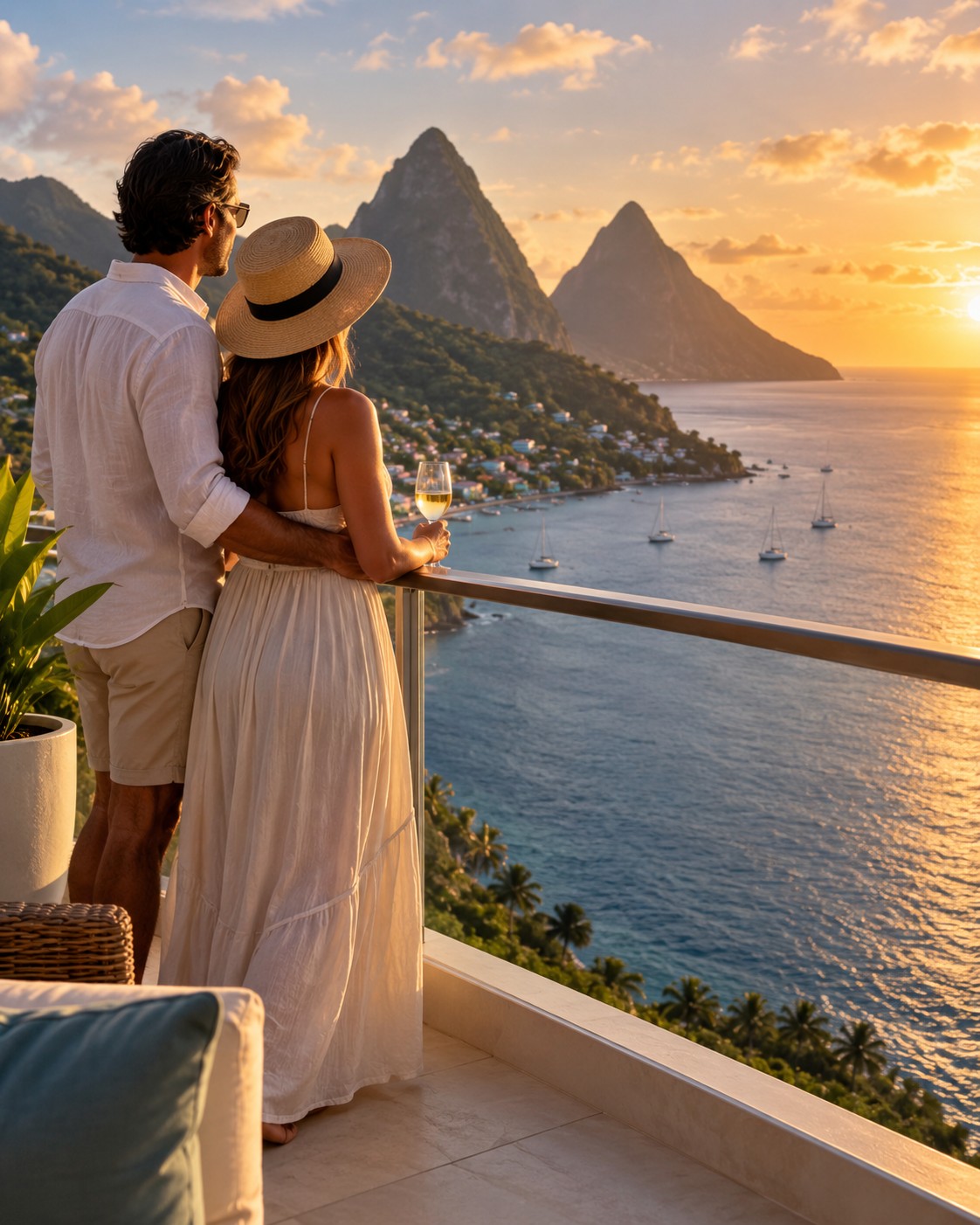 Travelers enjoying an ocean vacation